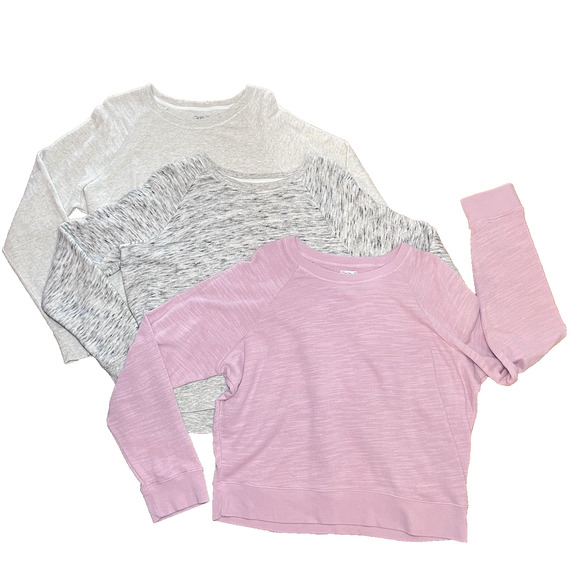 J.CREW Tops - J. Crew Vintage Fleece Crewneck Pullover Sweatshirt Women's Size Large Pink Gray